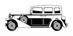 black and white  illustration of  Vintage car .