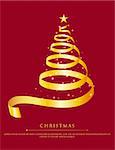 Vector illustration of Abstract gold christmas tree