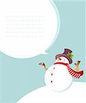 Vector illustration of Christmas smiling Snowman