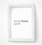 White rectangular 3d photo frame with shadow. Vector illustration