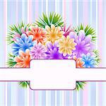 Flowers for mothers day, anniversary or birthday celebration set on a striped background. Copy space for text.
