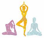 Vector illustration of Beautiful woman doing yoga exercises