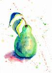 Watercolor illustration of pear