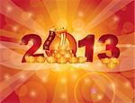 Chinese Lunar New Year 2013 Snake with Good Fortune and Happiness Wishes Text on Scroll Bokeh Background Illustration