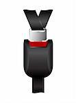 Safety belt clipped in and secure isolated on white background