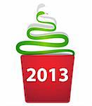 New Year snake like Christmas tree creeping from a pocket. Vector illustration