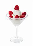 Ice Cream with Raspberries, isolated on white