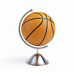 basketball ball globe on a white background