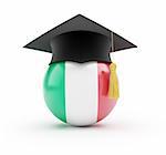 education in italy on a white background