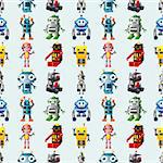 seamless Robot pattern,cartoon vector illustration