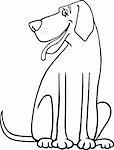 Black and White Cartoon Illustration of Funny Great Dane Dog for Coloring Book or Coloring Page