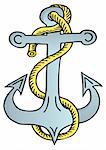 Anchor with rope - vector illustration.