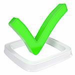 The green check mark in the checkbox. Isolated render on a white background