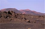 Barren land in Timanfaya national park on volcanic island Lanzarote, Canary Islands
