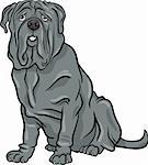 Cartoon Illustration of Cute Neapolitan Mastiff Purebred Dog