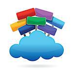 cloud computing with sign around illustration design over white