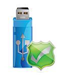 Data Protection Icon - USB Flash Drive with Shield