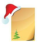paper with Santa Claus hat illustration design over a white background