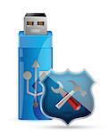USB Flash Drive with Shield illustration design