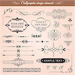 Set of vector calligraphic design elements and page decoration