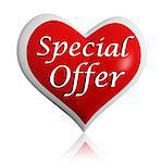 valentines day special offer 3d red heart banner with white text, seasonal business concept