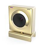 Luxury gold web camera on white background
