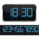 Blue digital clock, vector eps10 illustration