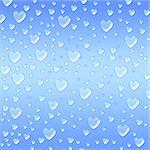 blue hearts like droplets over azure background