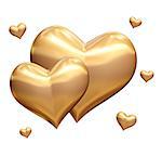 golden hearts 3d isolated over white background