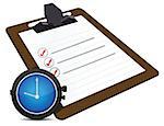 timing concept with classic office clock and check list illustration