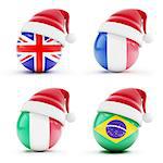 Christmas in England,Italy,Brazil,France on a white background