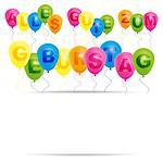 Happy Birthday Card- Color Balloons With With Happy Birthday Sign - German version