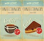 Vintage two Cards Cafe confectionery dessert  Menu in Retro style - vector illustration
