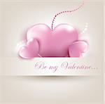 Valentin`s Day card with pink hearts. Vector Illustration.