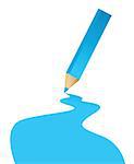 blue pencil and color line illustration design over a white background