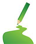 green pencil and color line illustration design over a white background