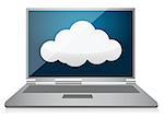 Cloud computing laptop illustration design over a white background