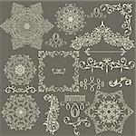 vector lacy  vintage floral  design elements,  fully editable eps 8 file