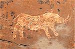 Bushmen (san) rock painting depicting a rhinoceros, Drakensberg mountains, South Africa