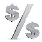 dollar currency percentage symbol illustration design over a white background