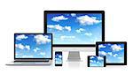 Cloud computing concept on different electronic devices