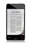 reading news on touch screen phone illustration design over white