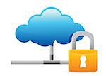Cloud Computing Icon with Protection illustration design over white