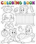 Coloring book babies theme image 1 - vector illustration.