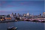 London Skyline at Dusk from the South Bank with St. Pauls Cathedral, London, UK