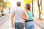 Back View of Couple Walking Outdoors, Portland, Oregon, USA