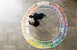 Business people examining paint swatches