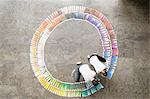 Business people examining paint swatches