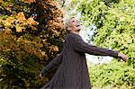 Woman playing in park