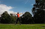 Woman hiking in park